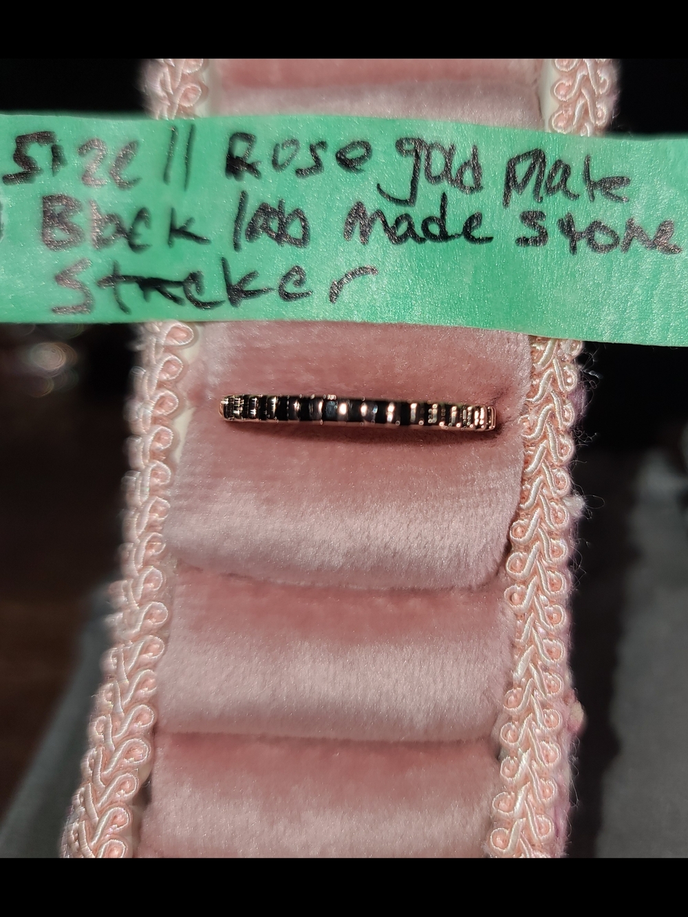 Rose Gold Black Stone Stacking Ring Size 11